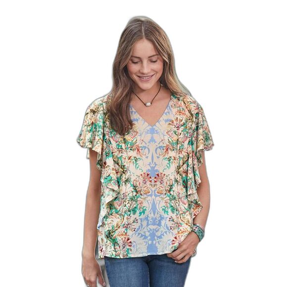 Sundance Arabella Top Blouse size small boho floral flowy EUC colorful victorian - Picture 1 of 5